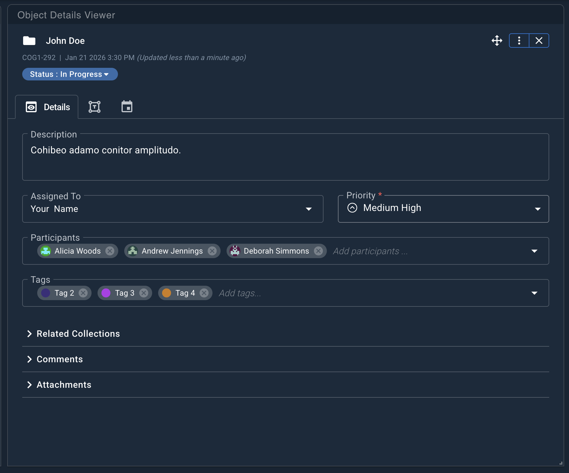 Collection detail tab